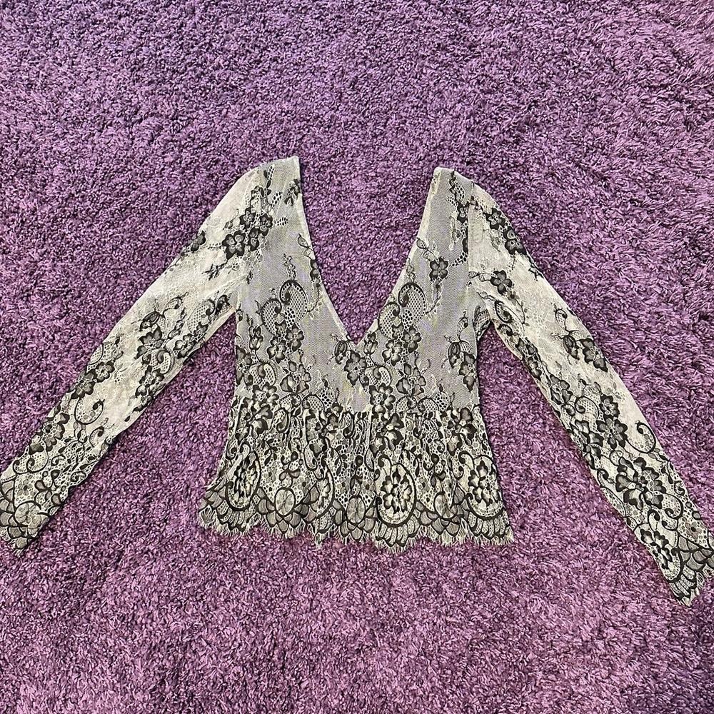 Black and white topshop lace blouse
